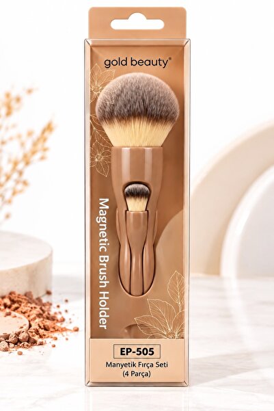Gold Beauty EP-505 Manyetik Makyaj Fırça Seti 4 Parça – Pratik Taşınabilir Ma...