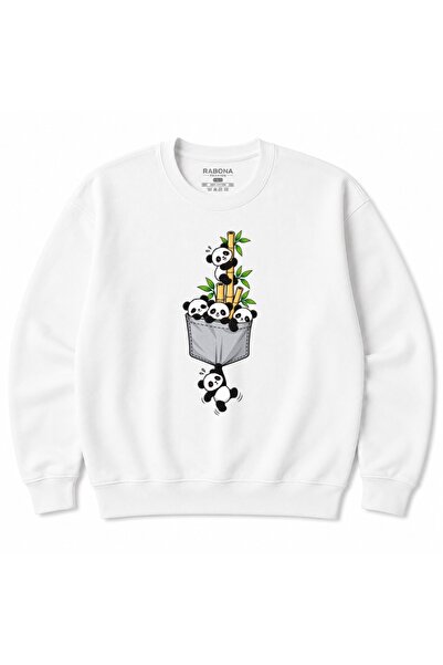 Rabona Fashion Panda Pocket Crew Bamboo Adventure Graphic Sweatshirt