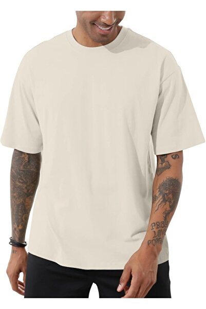 GENERAL Men's Fashion Loose Fit Crewneck Solid T-Shirt Athletic Lightweight S...