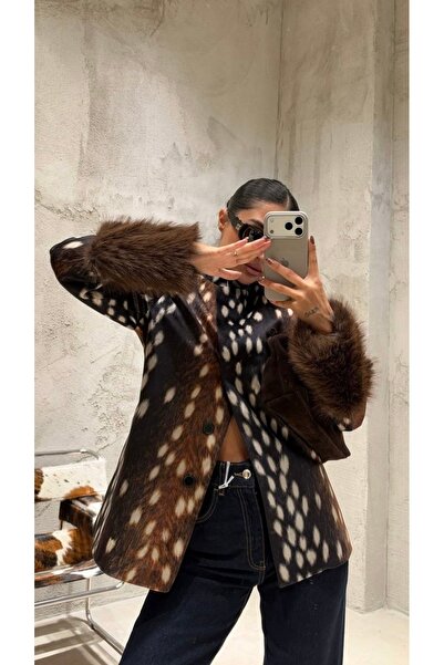 Zafirae Viral Bambi Desen Premium Kışlık Mont