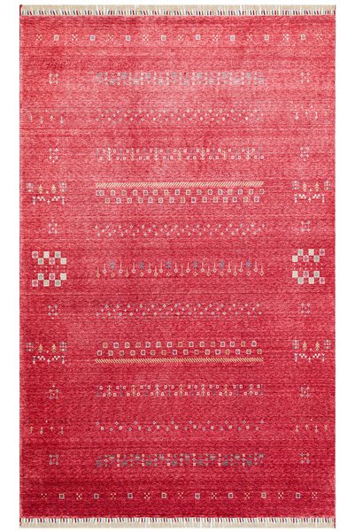 MEVAHALI EKO HALI ZARA ZR 06 RED Otantik Desenli Özel Hav Vermeyen ve Kolay T...