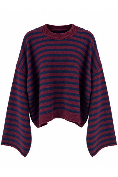 Retrobird Pulover tricotat cu dungi Livia Oversize pentru femei, bleumarin - ...