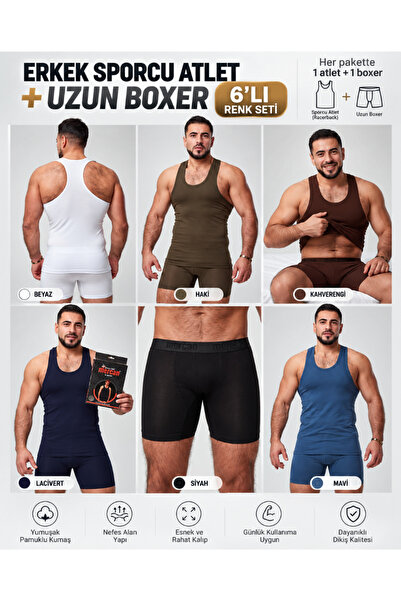 Mercan 6-Piece Advantage Series Men's Athlete Set in Special Box: Long Cut Bo...