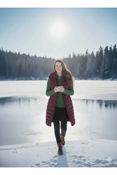 KMKkombin new season women's long puffer vest hooded