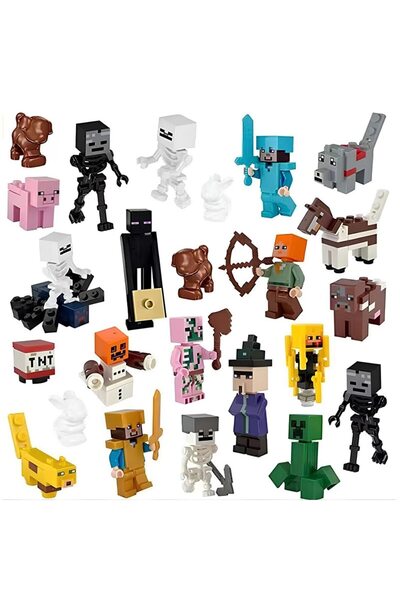 Chelfonds Set de 25 de figurine Minecraft, Chelfonds, 4,5 cm, detalii autenti...