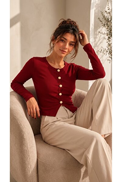 MELA ROSSA Bluză cardigan de damă, cu mâneci lungi, cu nasturi metalici, din ...