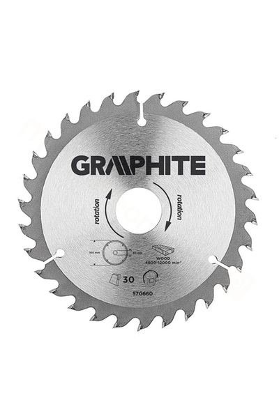 graphite Panza ferastrau circular 30 dinti varfuri HM 160x30mm 57H660