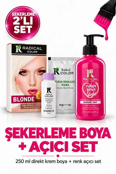 Radical Color Şekerleme Su Bazlı Saç Boyası 250 ml + Yoğun Renk Açıcı Pudra S...