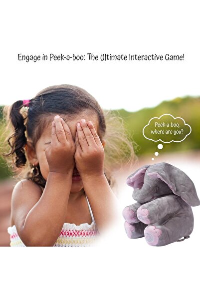 Geneic Peek-a-Boo Elephant Plush Toy for Babies & Toddlers – Interactive Musical Stuffed Elephant with Flapping Ears, Singing Soft Plush Animal Toy, Battery Operated Gift for Boys & Girls