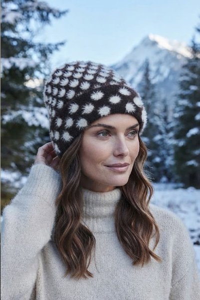 Ritagarcia Women's Polka Dot Soft Plush Beanie Soft Textured Folded Winter Snow Beanie