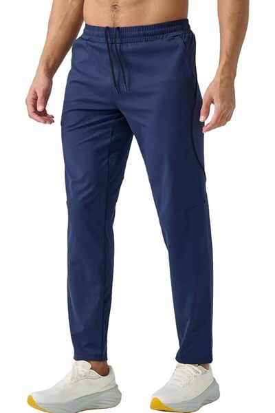 GENERAL SEAUR Mens Jogger Pants Elastic Waist Zipper Pockets Lightweight Brea...