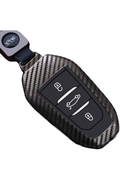 Generic Carbon fiber shell car key case cover keychain fit for peugeot 301 30...