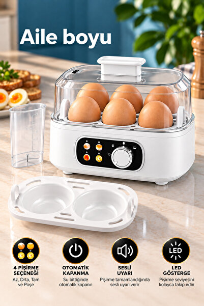 Rowenger Smartegg Yumurta Pişirme Makinesi Yumurta Haşlama Makinesi Led Göstergeli 4 Kıvamda Pişirme RO-06B