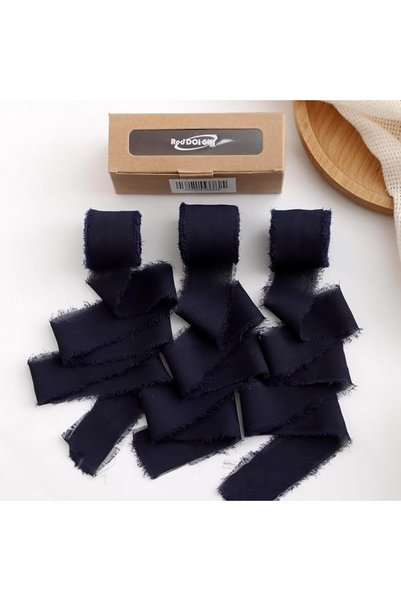 Red Dot Gift ®   مجموعة من 3 أشرطة شيفون زرقاء داكنة مقاس 1.5 بوصة × 7 ياردات...