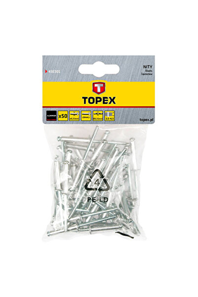 topex Set 50 buc. nituri de aluminiu 3,2 x 8 mm 43E301