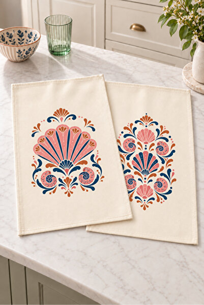 Evmila Sea Shell Patterned 2-Piece Kitchen Towel Set 35X55