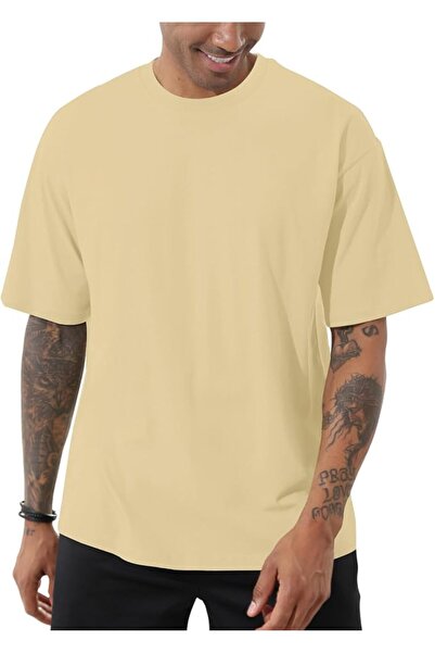 GENERAL Men's Fashion Loose Fit Crewneck Solid T-Shirt Athletic Lightweight S...
