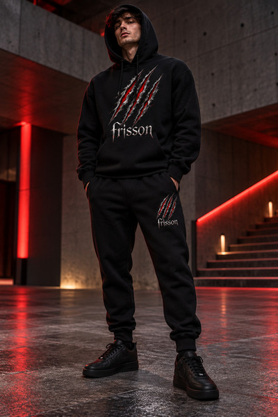 Frisson Paw Print Printed Hooded Tracksuit Set
