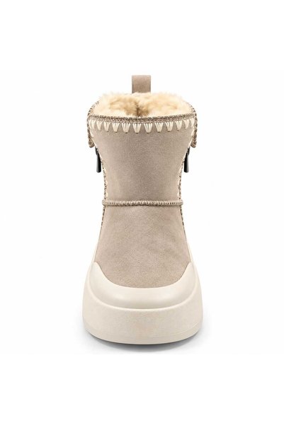 Koray Shoes Kadın Kışlık Kürklü Süet Deri Kalın Tabanlı Fermuarlı Günlük Bot