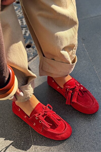 I Love Shoes Γυναικεία παπούτσια Oxford από γνήσιο καστόρι Lorrini Red