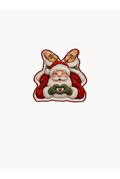 decofav Cheerful Santa Claus Heart Symbol Embroidered Cocktail Napkin 1 Piece