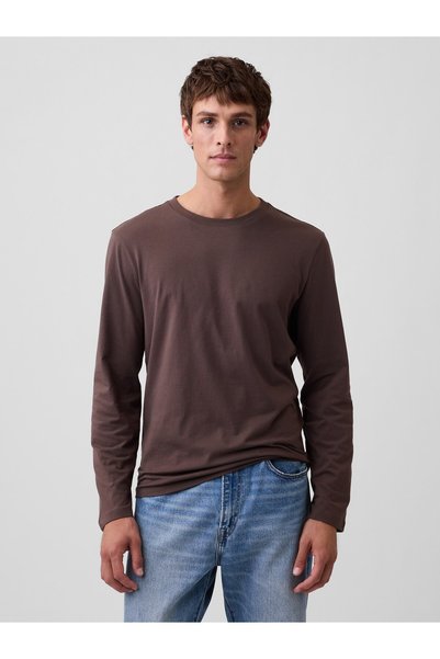 GAP Erkek Kahverengi Uzun Kollu Everyday Soft T-Shirt
