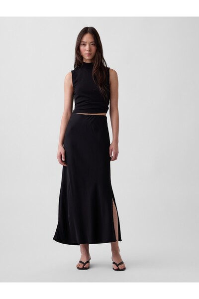 GAP Kadın Siyah Maxi Slip Etek