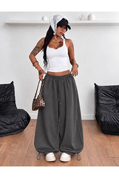 DENİKK Trend Oversized Palazzo Sweatpants with Adjustable Waistband and Elast...