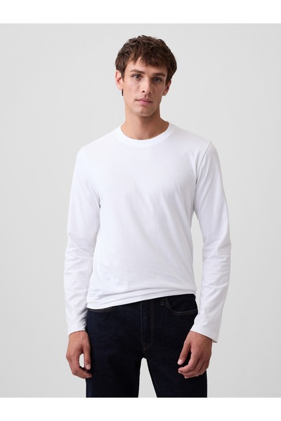 GAP Erkek Beyaz Uzun Kollu Everyday Soft T-Shirt