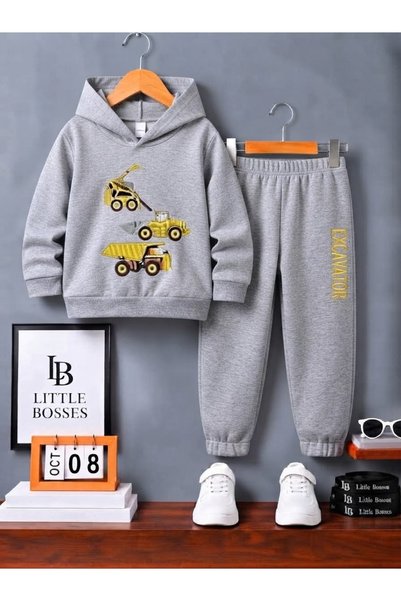 LB little bosses طقم رياضي شتوي للأطفال للجنسين. (حفارة)