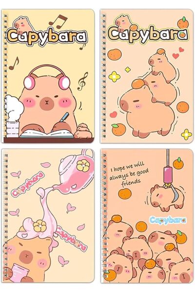 KASTWAVE 4 Pcs Cute Capybara Spiral Notebook Set, A5 Journals 8.3 x 5.7 Inche...