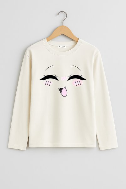 BLITZIST Emoji Printed Oversize Long Sleeve Unisex Kids T-Shirt (4-13 Years)