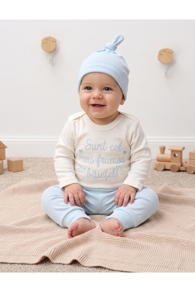 MiniKids Set of 3 pieces I'm the Most Beautiful Boy, blue