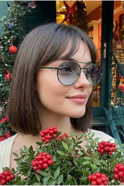 MACERATİ Suveybe Unisex Damla Ultra Light Khaki Green Sunglasses with Uv400 Filter