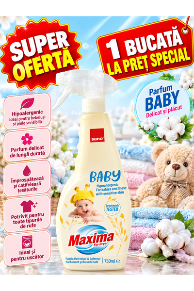 Chanteclair Сано Максима Бейби, Ароматизатор и омекотител за тъкани, Хипоалер...