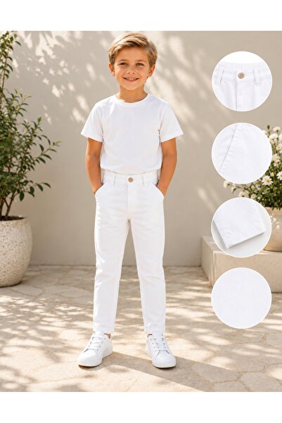 NACAR STYLİSH Unisex Çocuk Gabardin Pantolon Düz Kesim Cepli 23 Nisan 29 Ekim...