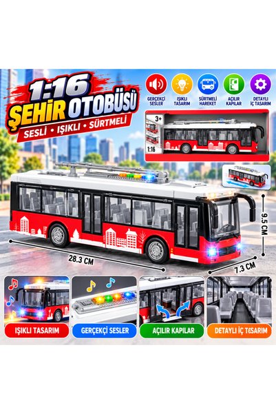 BASEL MAİSON WY911A 1:16 SESLİ IŞIKLI SÜRTMELİ OYUNCAK OTOBÜS