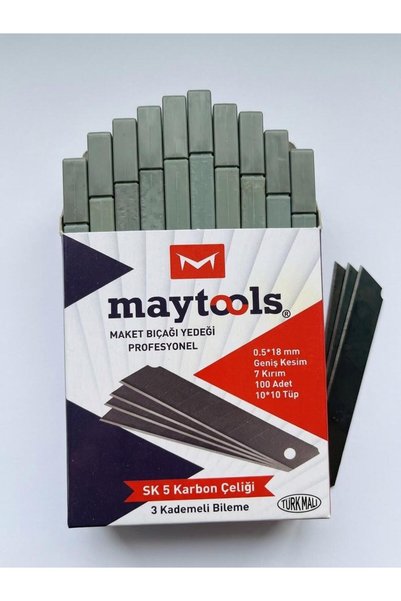 MayTools Yedek Maket Bıçağı Ağzı - Bıçak ( 100-Yüz Adet ) // Büyük Boy // Yedek Falçata Ağızı 10 Paket