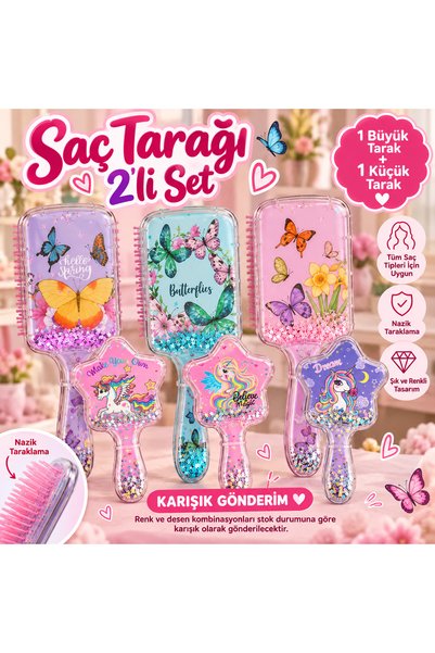 Genel Markalar Saç Tarağı 2'li Set Büyük ve Küçük Saç Açma Tarağı Esnek Dişli...