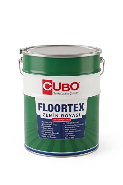 CUBO Floortex Tek Komponentli Zemin Boyası 20 Kg Açık Gri
