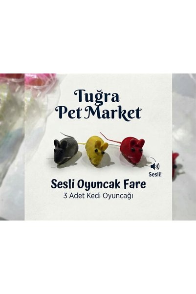 TUĞRA PET MARKET Fare oyuncak sesli kedi oyuncağı 3 adet