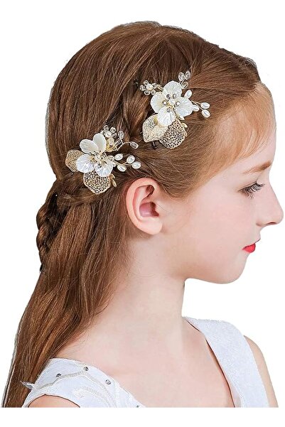 lunirawear 2Pcs Flower Hair Clips for Girls, Pearl & Crystal Floral Hair Acce...
