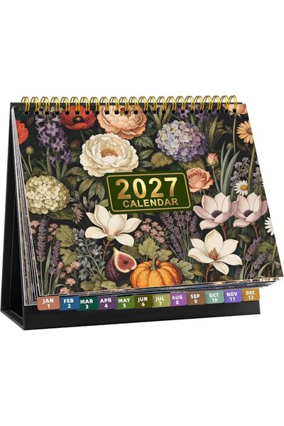 GENERAL تقويم مكتبي 2027 - تقويم طاولة قابل للطي 2027، مخطط 21.8*22.5 سم