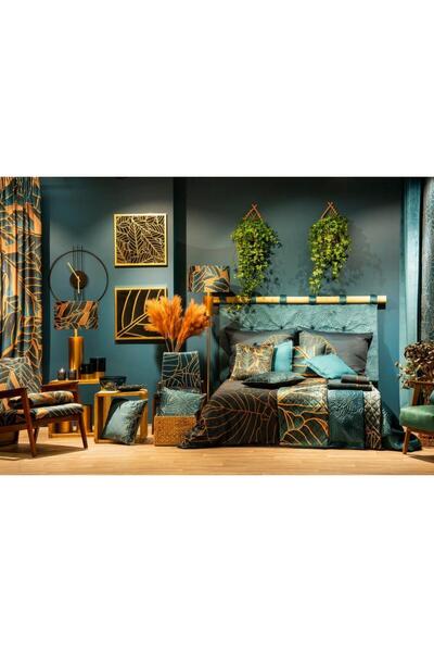 Eurofirany Fata de perna decorativa LILI1 45x45 turcoaz / auriu