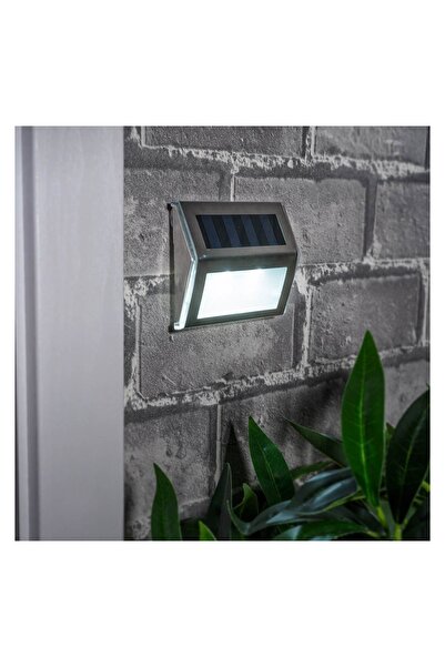 OEM Aplică Solară Argintie de Perete 10x2,3x8,3 cm, 2 LED-uri Lumină Albă