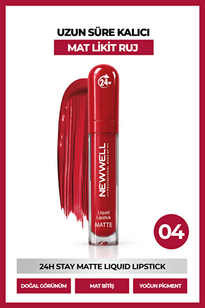 New Well 24H Stay Matte Liquid Lipstick Kalıcı Mat Likit Ruj 04 5.5 ml