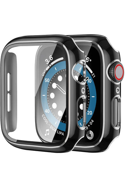 XGSM Carcasă 2 în 1 + Sticlă securizată pentru Apple Watch 7/8/9 45mm - Negru...
