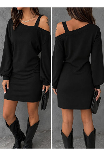 Simala Women's One-Shoulder Open Strap Long Sleeve Short Viscose Two-Thread D...