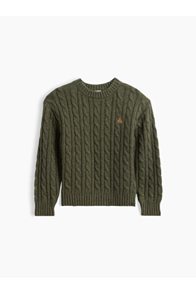 GAP Erkek Bebek Haki CashSoft Cable-Knit Kazak