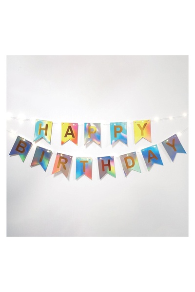 OEM Ghirlanda de Perete Happy Birthday Colorat Holografic cu Lumină 300x17 cm...